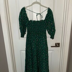 hill house emerald trellis midi dress size medium